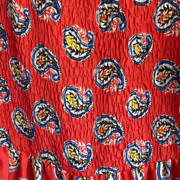 Me 2 Magic Boho Maxi Dress Large Balloon Sleeves Orange Red Retro 70s - Picture 8 of 9